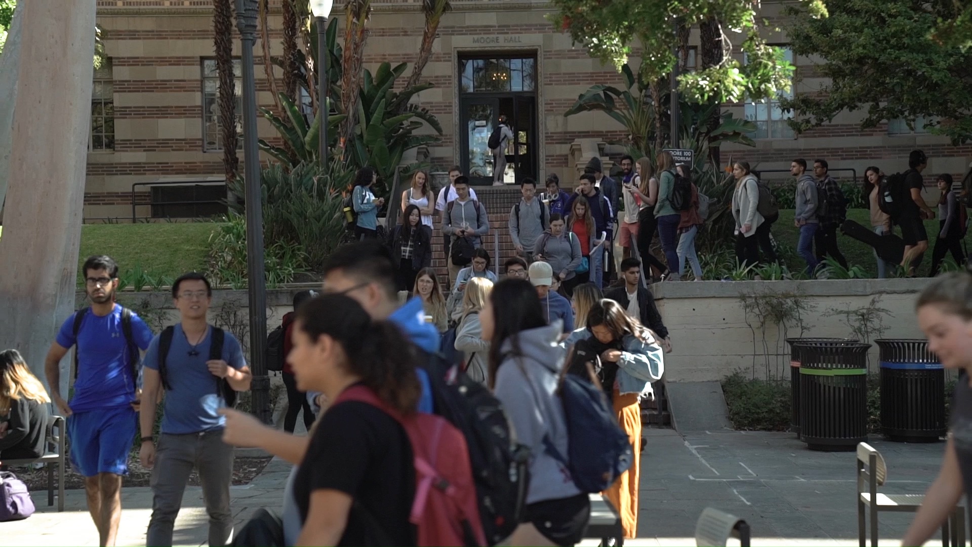 Students walking out of a classroom
